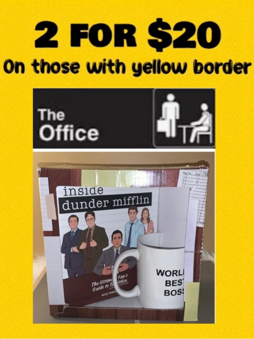 🇺🇸 THE OFFICE World’s Best Boss Mug & Inside Dunder Mifflin Book Boxed Set NIB